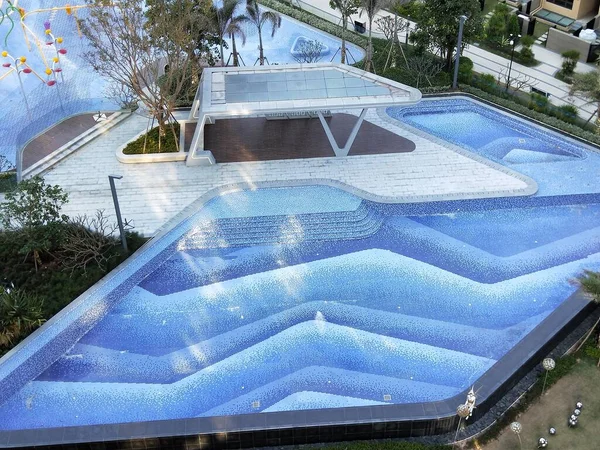 swimming pool with water and snow