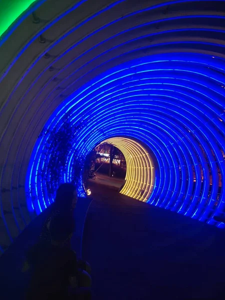 tunnel of the underground bridge in the night