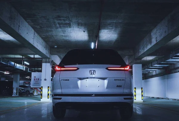 car parking lot at night