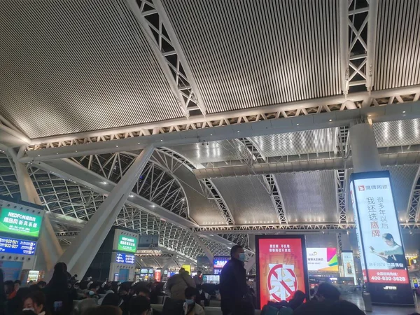 the interior of the airport in the city