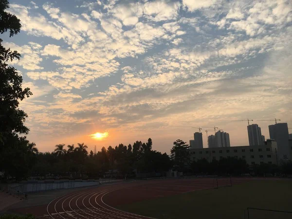 stock image beautiful sunset over the city