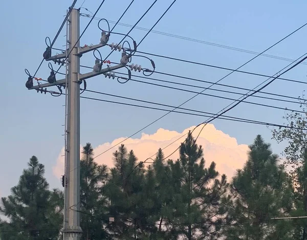 high voltage power line on the background of the mountain