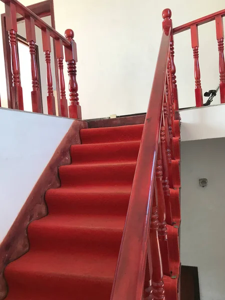 red stairs in the city