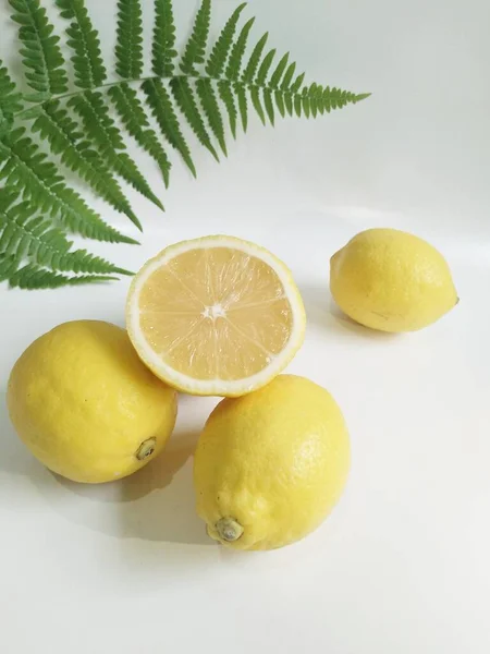 fresh lemon on white background
