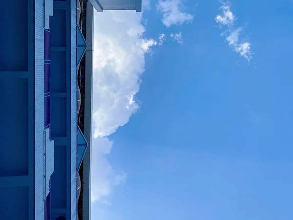 modern architecture, blue sky, clouds, white and cloudy skies