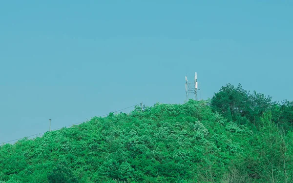 green power plant on the background of the blue sky