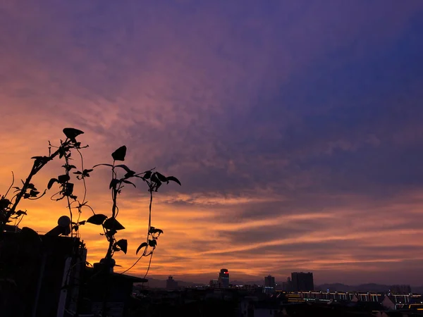 sunset over the city of the setting sun