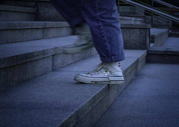 man walking on the stairs