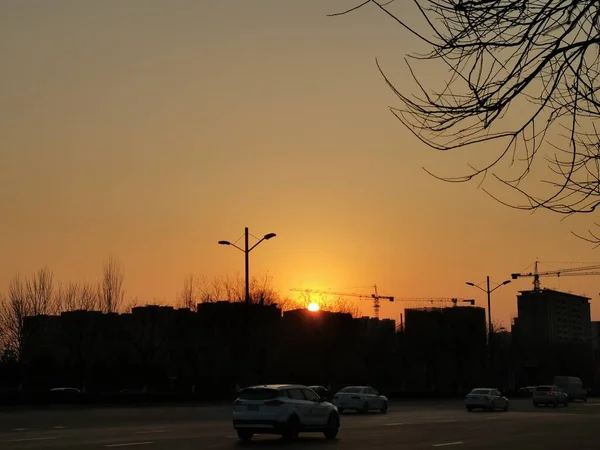 stock image sunset over the city