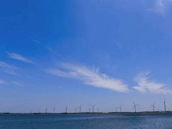 wind turbines on the sea coast