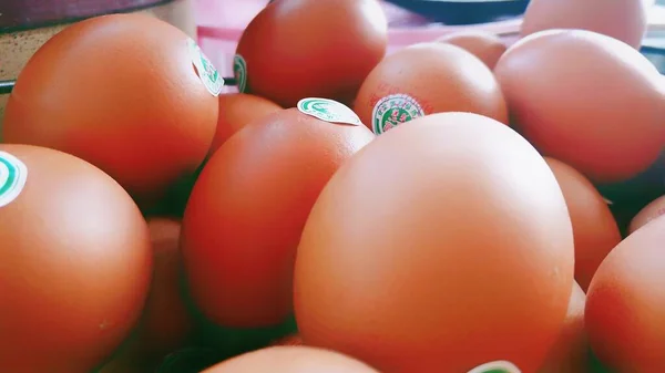 close up of eggs in the market