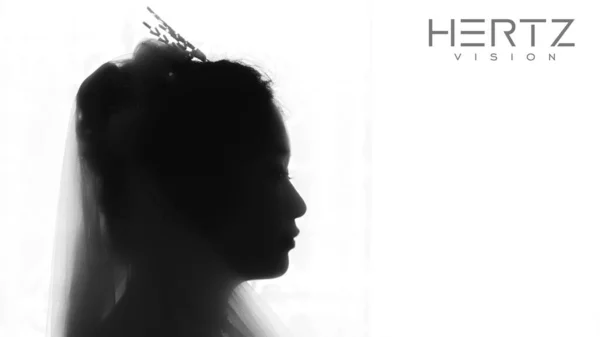 silhouette of a young woman with a black hair