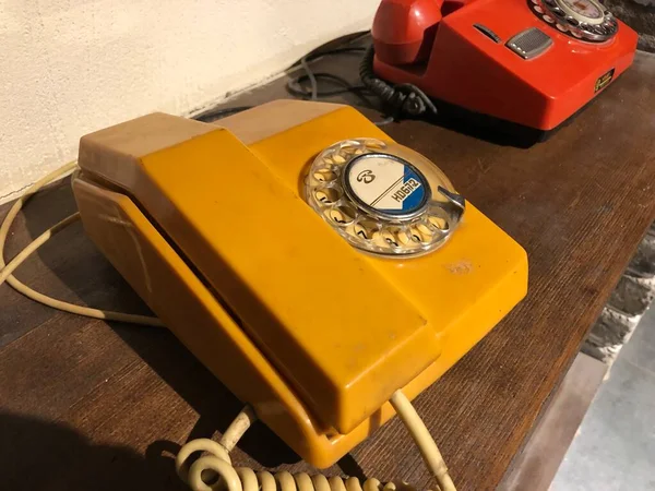 old vintage telephone on the table