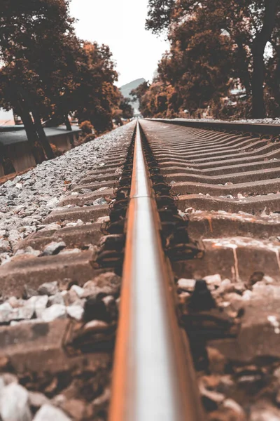 railway tracks on the road