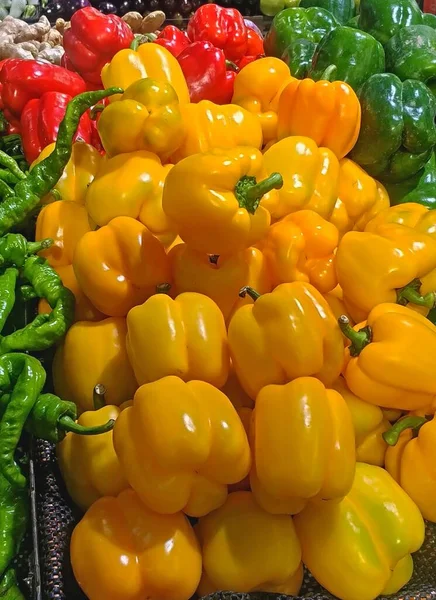 fresh green and yellow peppers