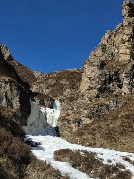 beautiful landscape with a waterfall in the mountains