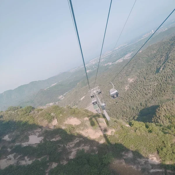 view of the cable car on the top of the mountain