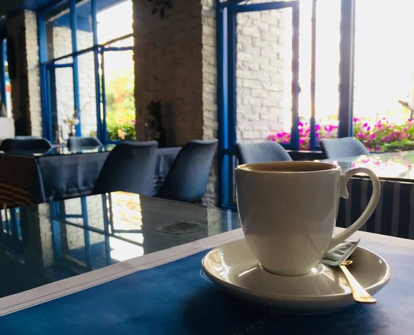 coffee cup on the table in the cafe