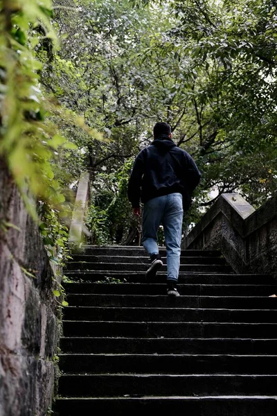 man walking on the stairs