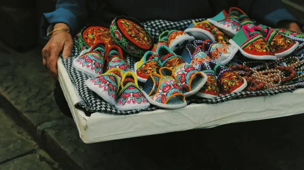 traditional handmade shoes for sale in the market