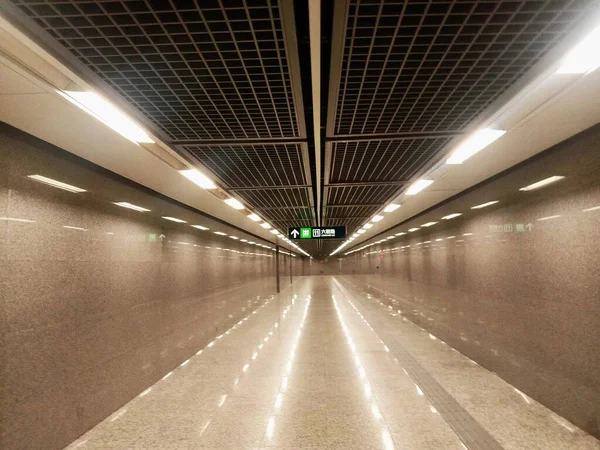 empty underground tunnel with light and lights