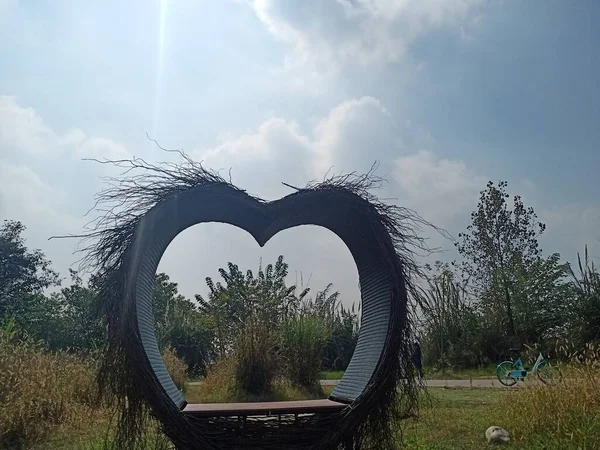 beautiful heart shaped arch on the roof of the park