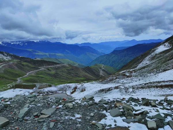 beautiful mountain landscape with mountains and clouds