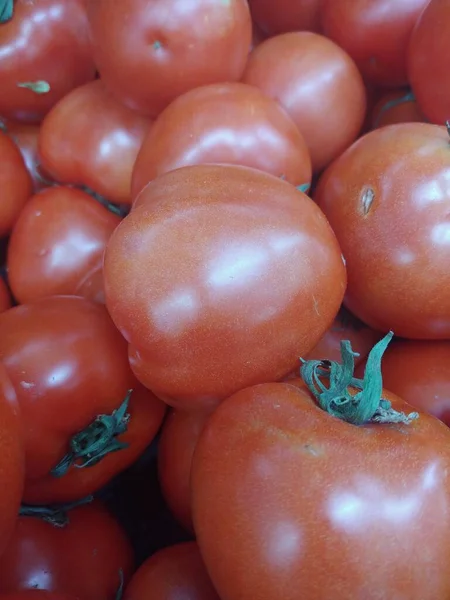 fresh tomatoes on a market