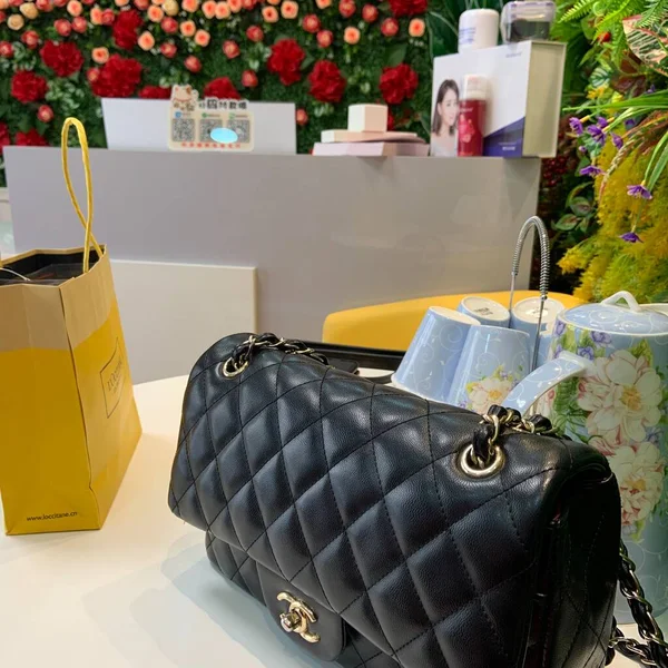 beautiful luxury fashion designer shop with leather handbag and bags