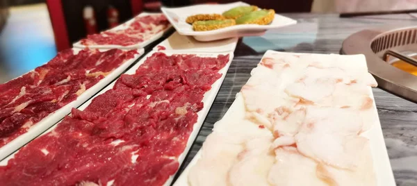 fresh raw beef meat in a market