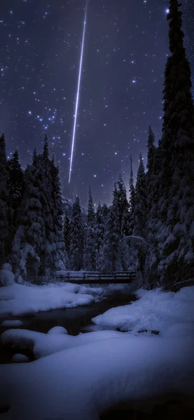 night sky with stars and snow