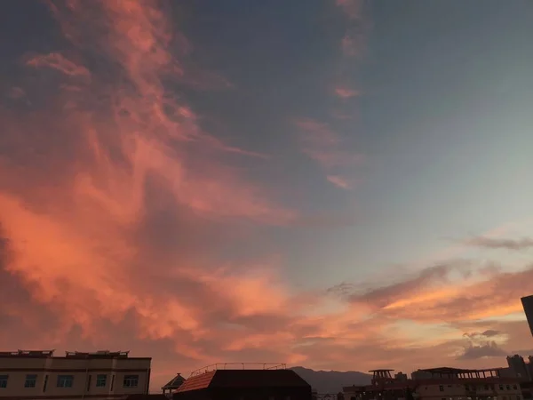 stock image beautiful sunset over the city