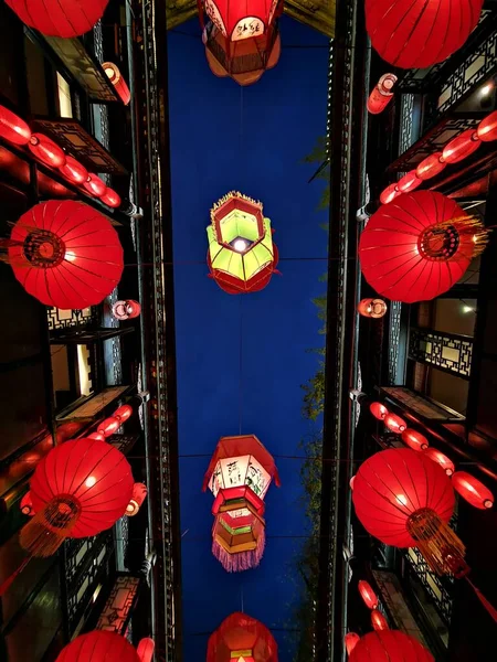chinese new year's lanterns in the city