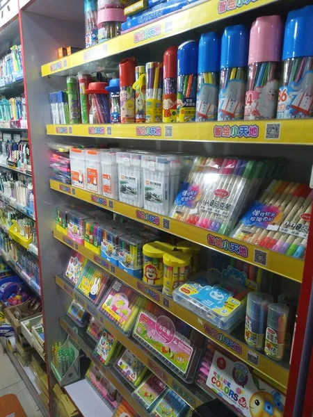 shelves with different food in the store