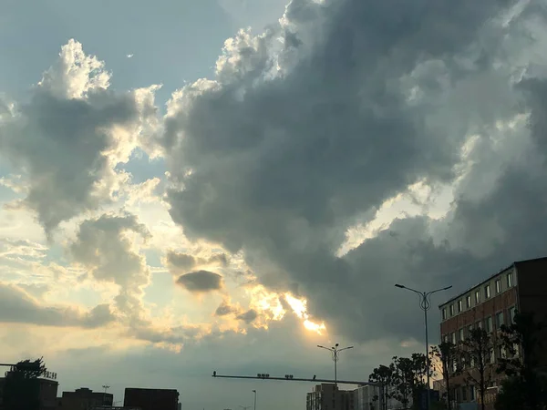 stock image beautiful sunset over the city