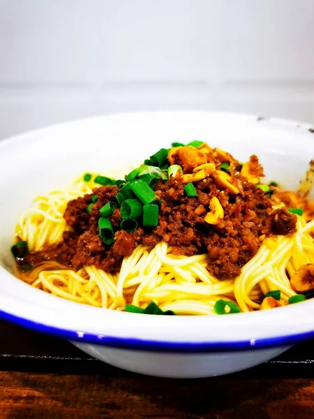 delicious spaghetti with meat and vegetables