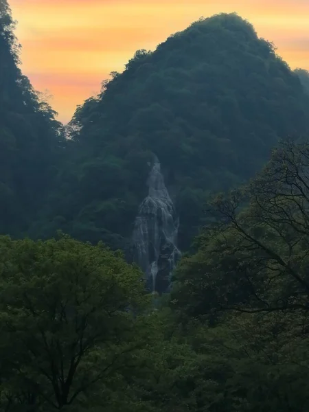 beautiful landscape with a waterfall