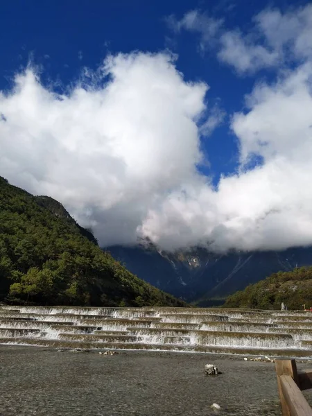 stock image beautiful landscape with mountains and clouds