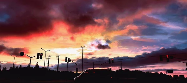 stock image beautiful sunset over the city