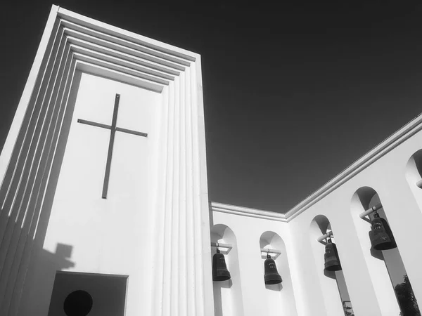 christian cross on the background of the church