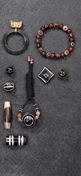 jewelry and accessories on a black background
