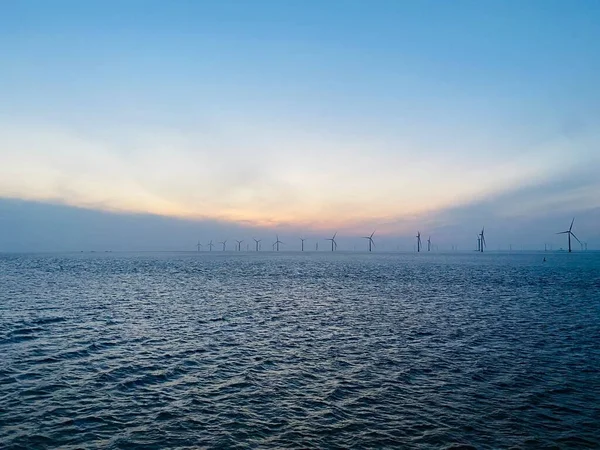 wind turbines on the sea coast