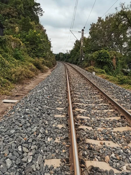 railway tracks on the road