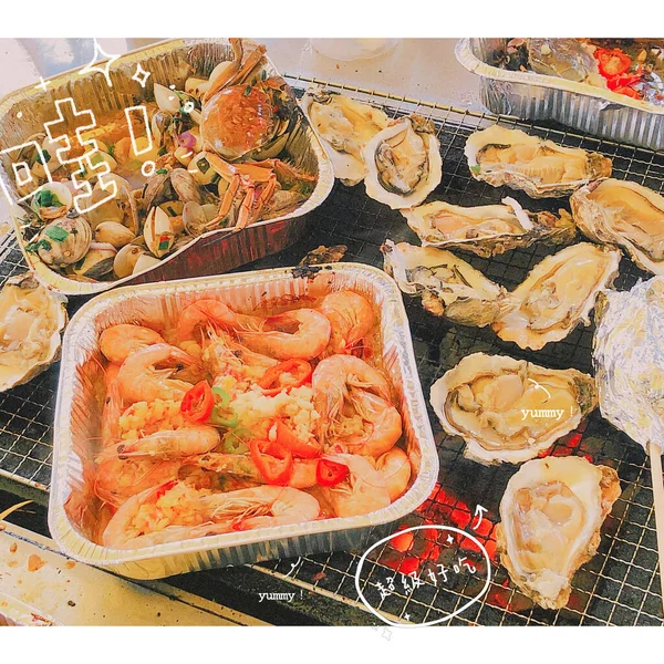 seafood, grilled fish, shrimp, oysters, mussels, shrimps, squid, food, cooking, delicious