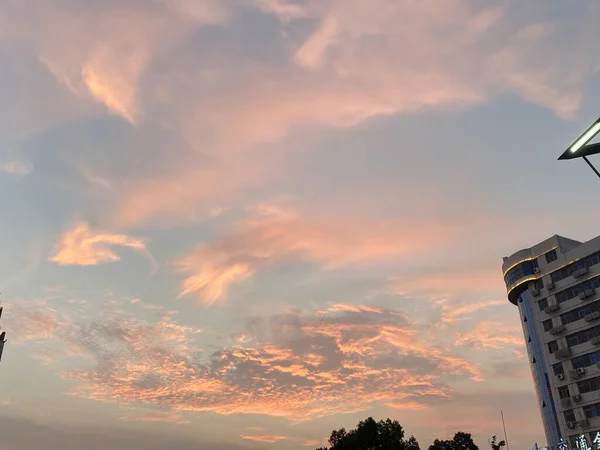 stock image beautiful sunset over the city