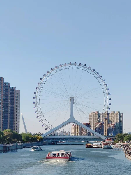 singapore, china-march, 2019: ferris wheel bridge in tokyo, japan