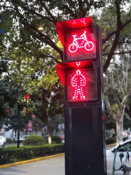 red traffic light on the street