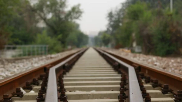 railway tracks on the road