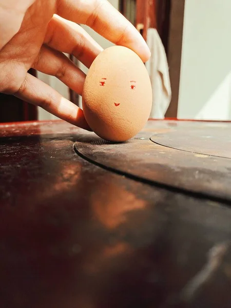egg in the hands of a man