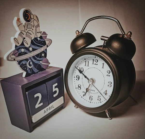 vintage clock with alarm clocks on a white background